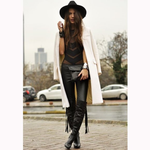 💋UBER GORGE!💋 Y2K BEBE 100% Wool Felt Wide Brimmed Fedora Hat in Black - Picture 3 of 10